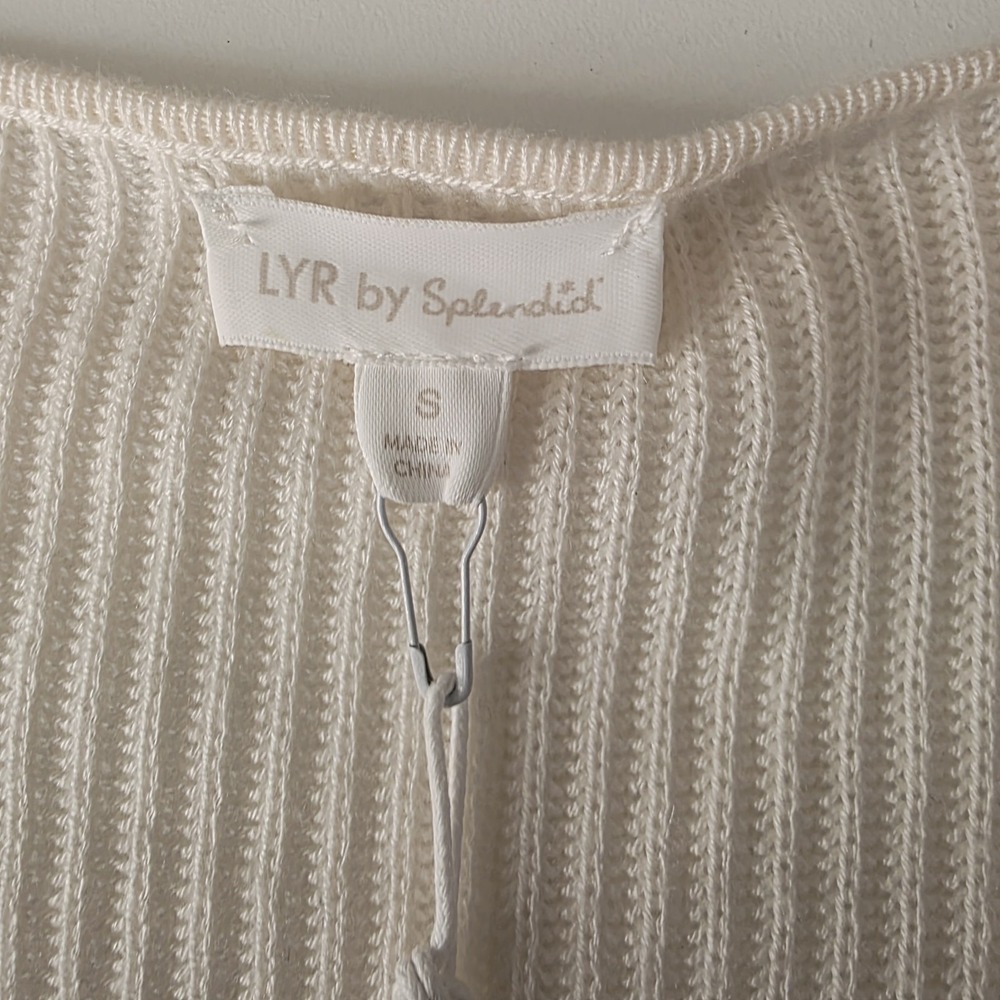 LYR by Splendind Women White Loopknit Surplice Sweater Size Small - Picture 6 of 10